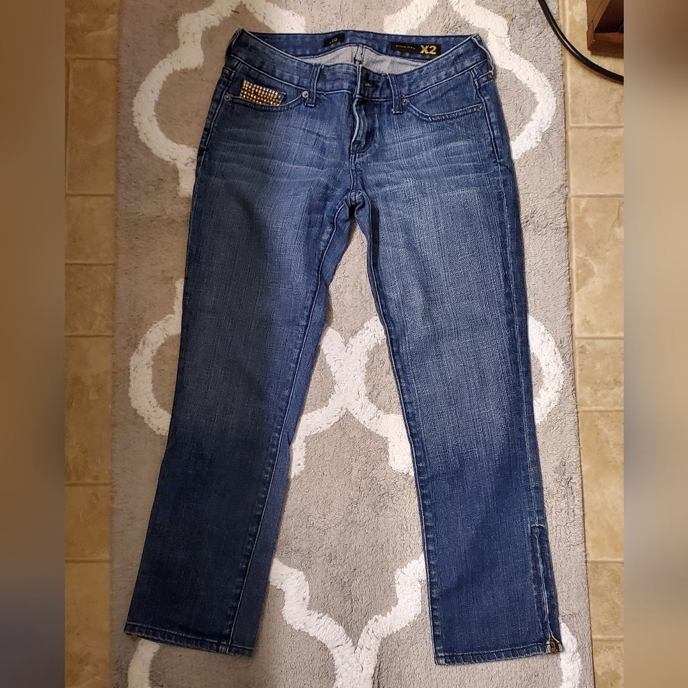 Express x2 Bejeweled Straight Leg Jeans Size 2